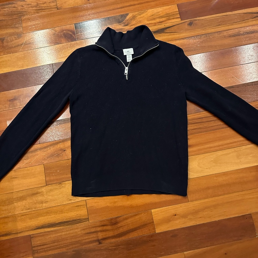 H&M Men's Navy Zip-Up Sweater